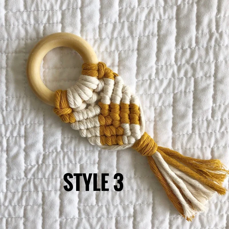 Прорезыватель для зубов «макраме», деревянные игрушки для детей, естественные Прорезыватели для зубов в стиле бохо, подарок для будущей матери