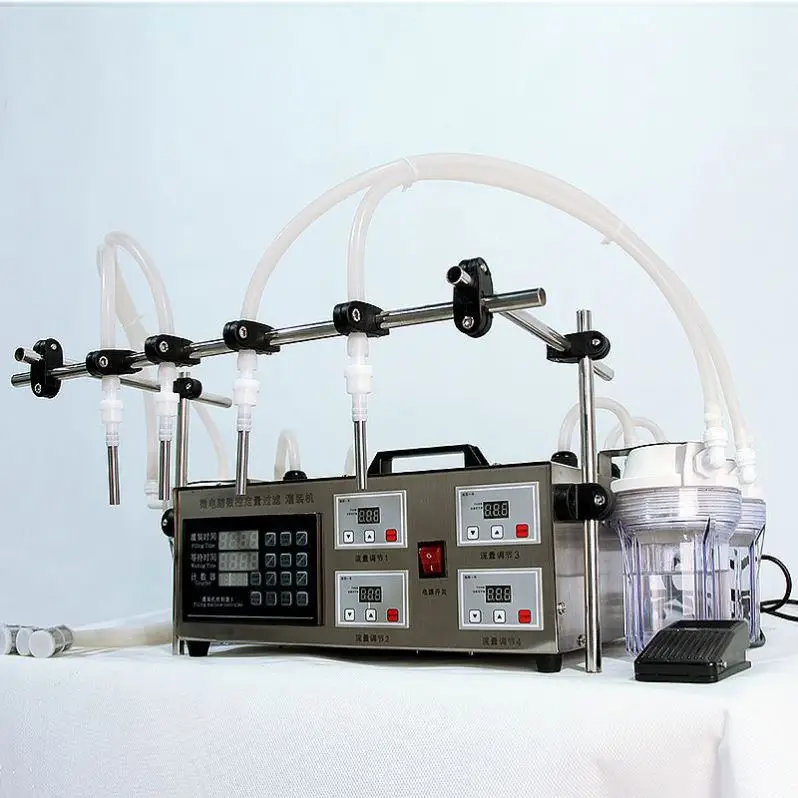 Small 4 Nozzles Filling Machine for Low Viscosity Liquid Bottle Semi Automatic Filling Equipment Cosmetic Liquid and drink water