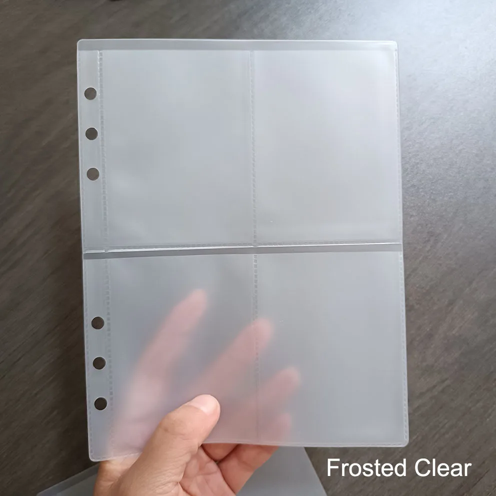 Custom Personalized Frosted Clear Loose Leaf Thick PVC Mini 4 Compartments Plastic Envelopes A5 Money Saving Challenge Pocket