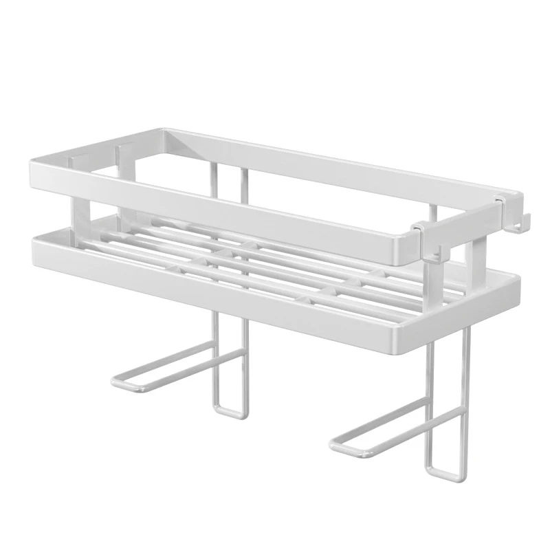 New Arrival Wall Mounted 2-Layer Bathroom Storage Rack Organizer with Hooks for Organizing Your Space