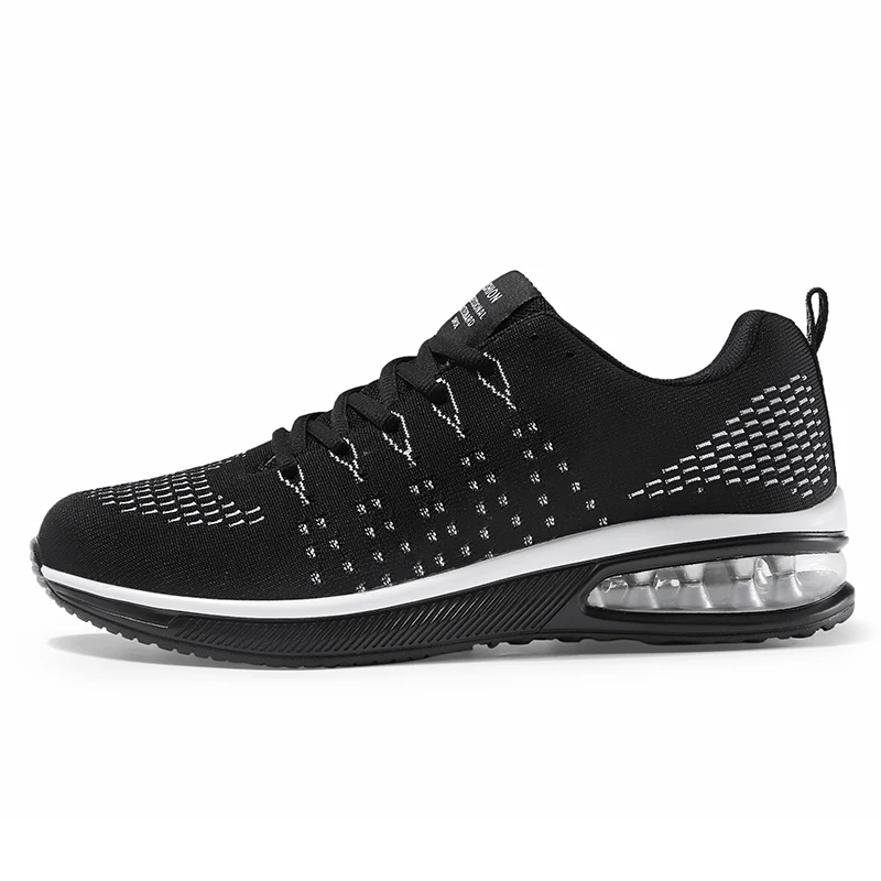 Air sole fancy white sports shoe knitted upper private label sport shoes for men