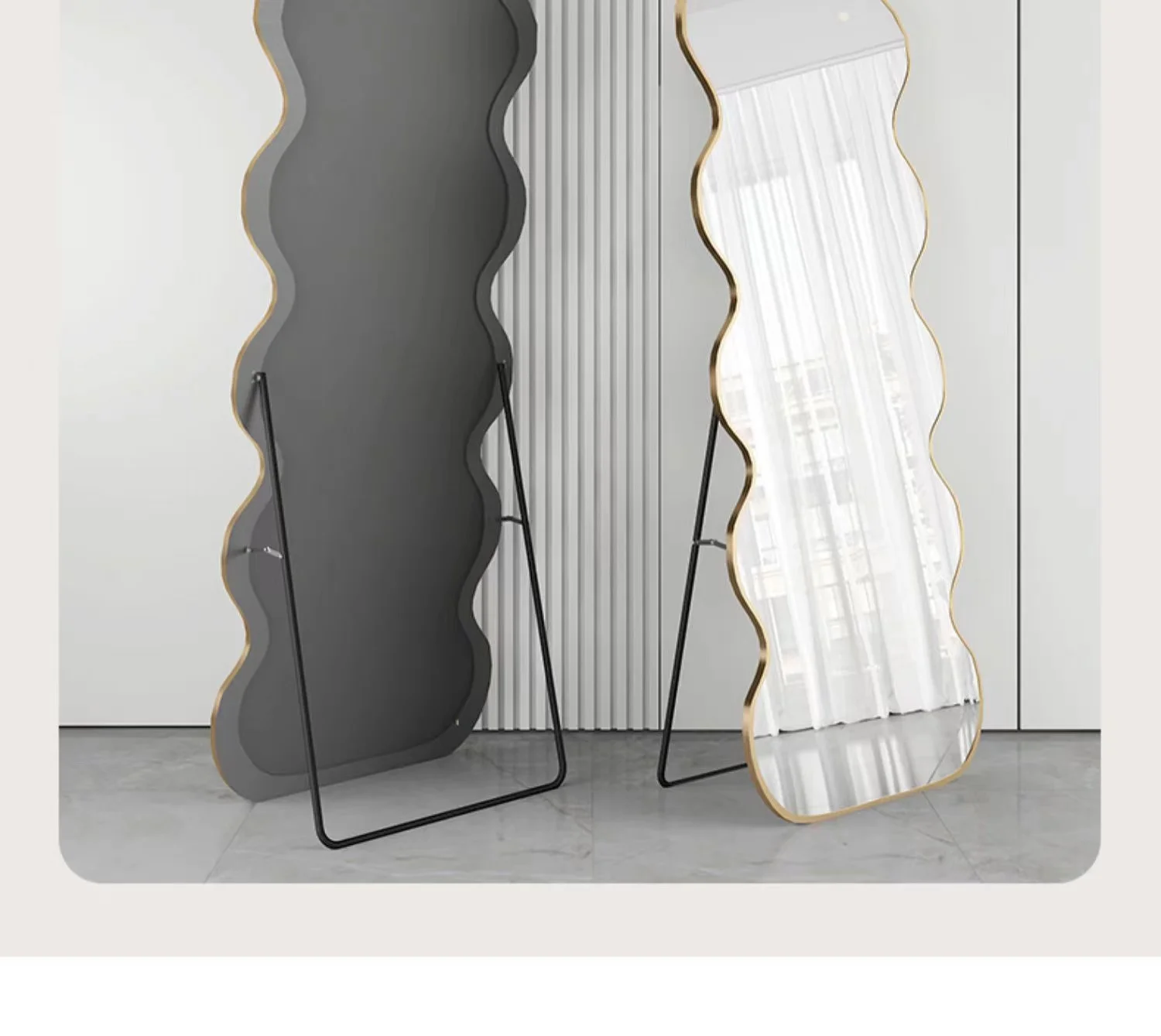 Waved Full-length Manufacturers Aluminum Alloy Wholesale Household Full Body Bedroom Shower Hanging Wall Mirror