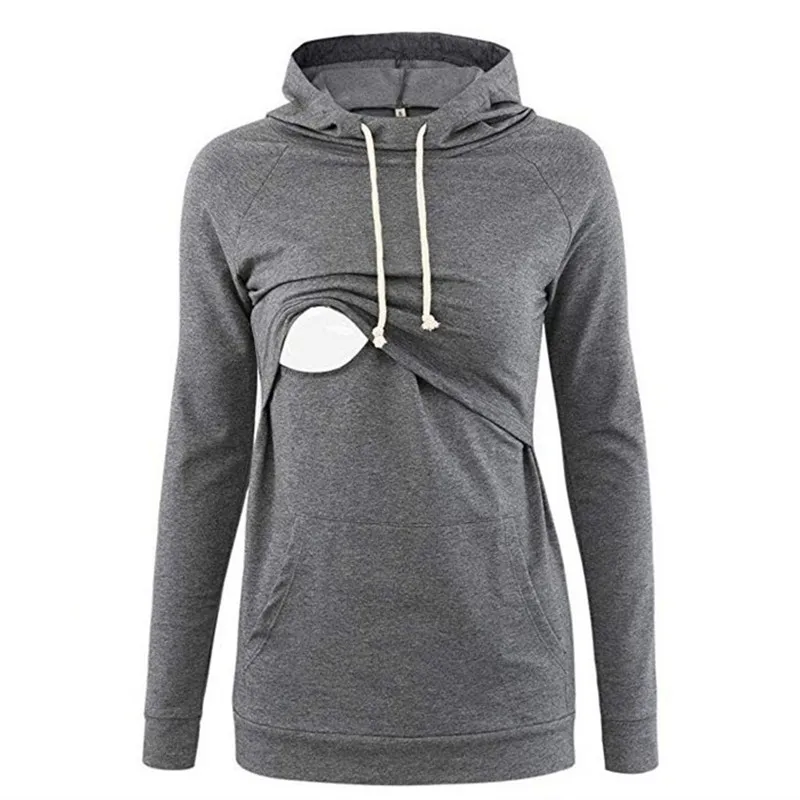 Толстовка с капюшоном для беременных, повседневные топы для беременных, толстовки с длинными рукавами для женщин, одежда для грудного вскармливания, Прямая поставка