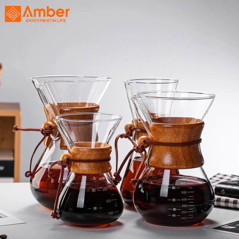 
Большой/маленький размер на заказ необычный термостойкий классический кофейник с двойными стенками Chemex стеклянная кофеварка с запеканием 