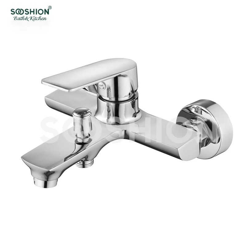 2022 Popular Design Hot and Cold Chrome Bath Mixer Wall Mount Zinc Bath Faucet For Shower
