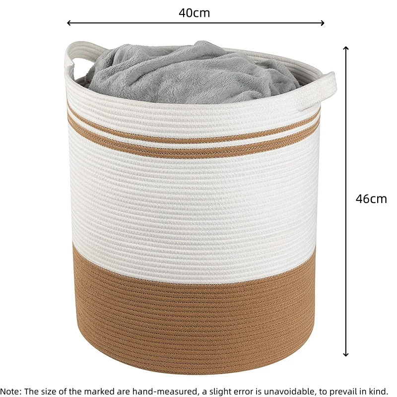Custom Folding Cotton Rope Laundry Basket Organizer Woven Storage Basket for Blankets Toys Snacks with Handle
