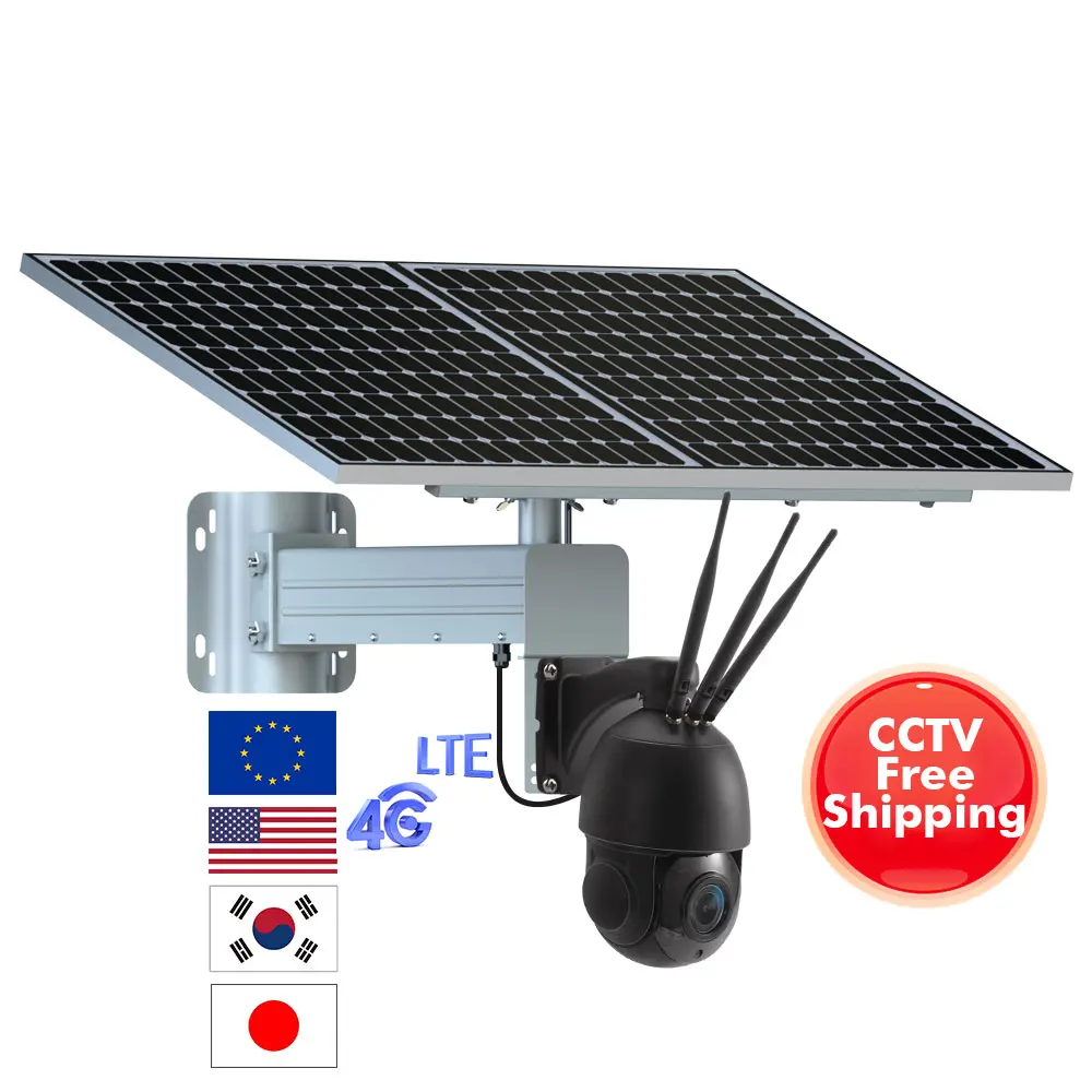 Tecdeft Full HD 8MP wireless network intelligent solar energy alert ptz camera outdoor farm 4g lte wifi solar dual cameras