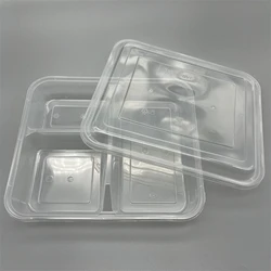 Disposable Plastic Take Away Food Packing Box Lunch 3 Compartment Lunch Box