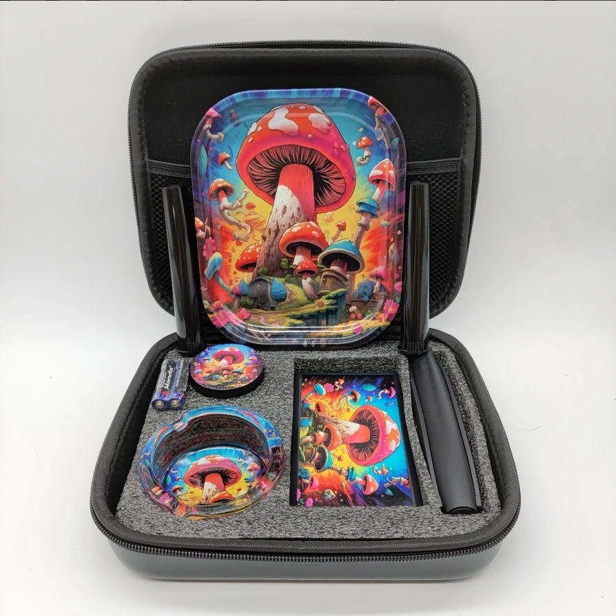 Custom Logo Juice Hookah Cup Glass Ashtray Storage Jar Metal Grinder Smoking Accessories Set Kit For Gift