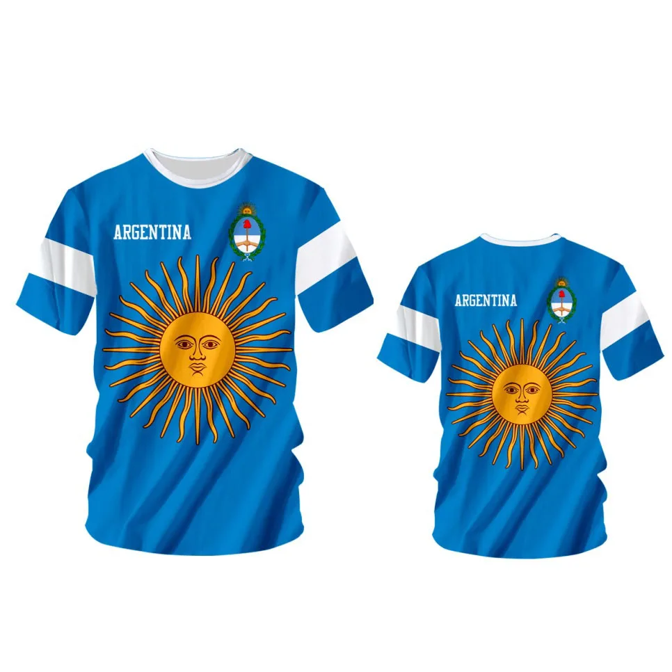 Nuoxin Wholesale Argentina T-shirt Men 3D Digital Printing Short Sleeve Argentina Football Soccer Jersey