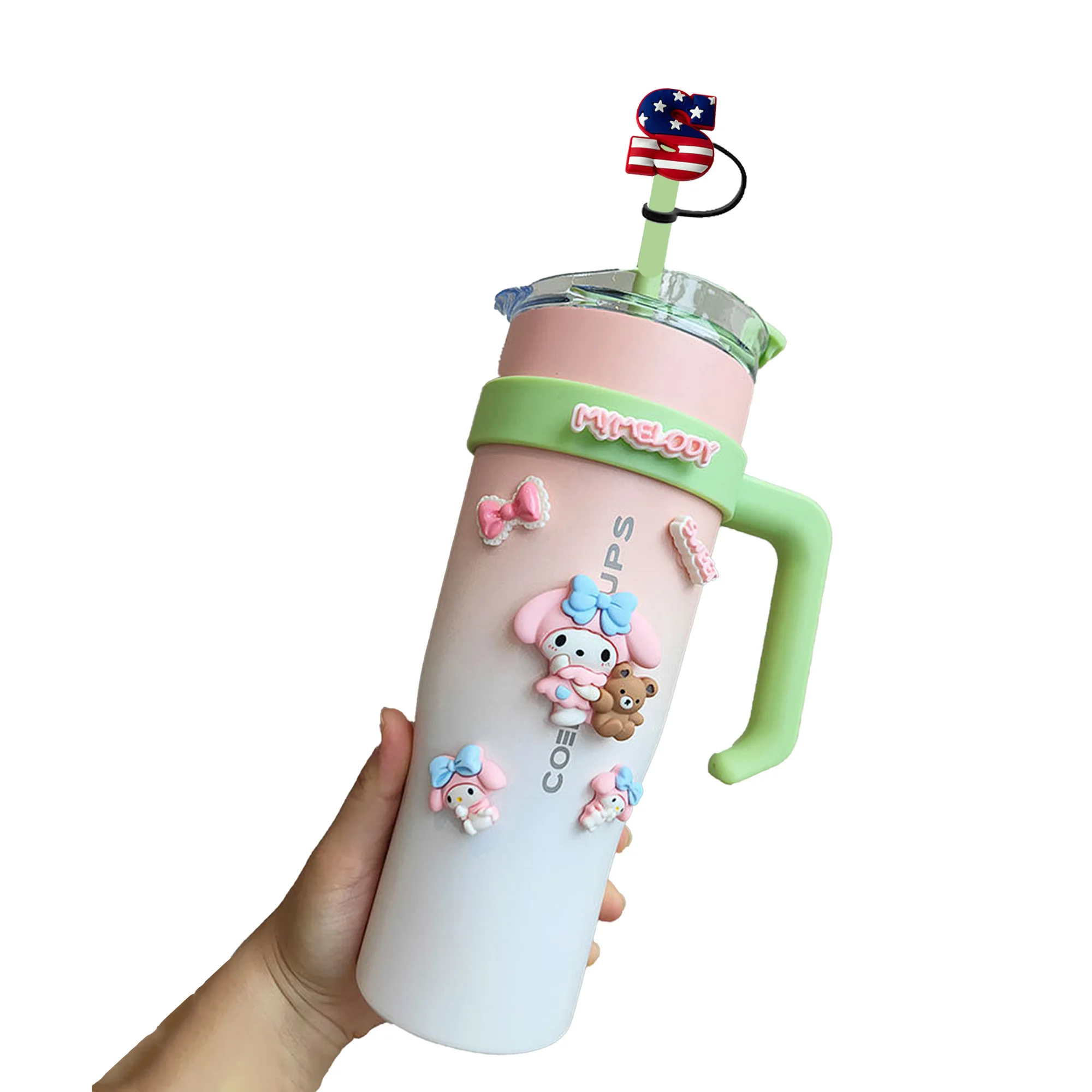 Custom Day Reusable straw covers silicone cute cartoon silicone straw topper mold