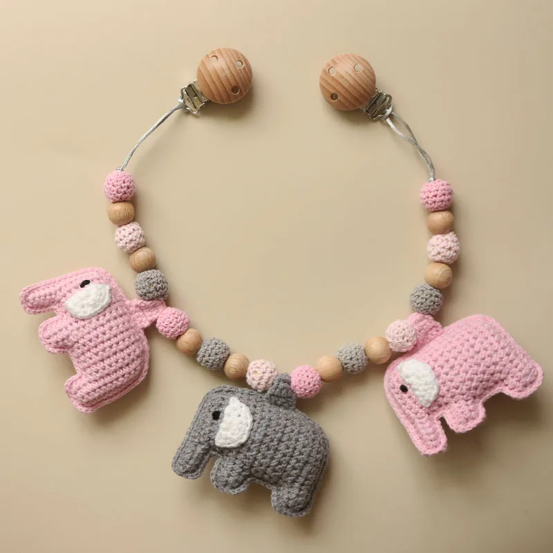 Wholesale crochet Elephant baby Montessori teething toy teether