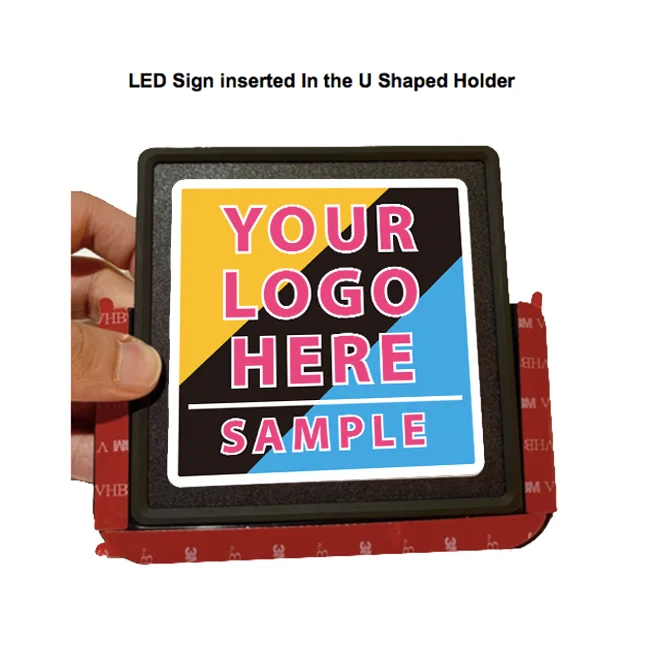 High quality 12 x 12cm LED sign U square rechargeable can do any customized logos