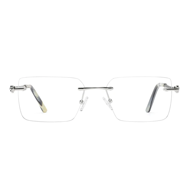 2024 hot selling product trendy metal frames for eye glasses square optics men women wholesale rimless glasses