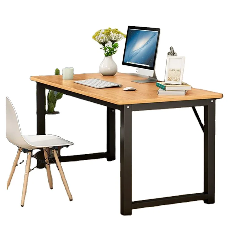 Simple wooden computer desk for home furniture metal frame computer table