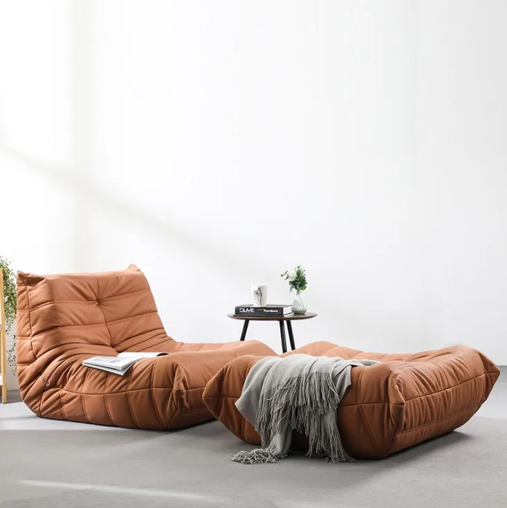 Modern Fabric Tatami Lounger Togo Design Caterpillar Lazy Sofa