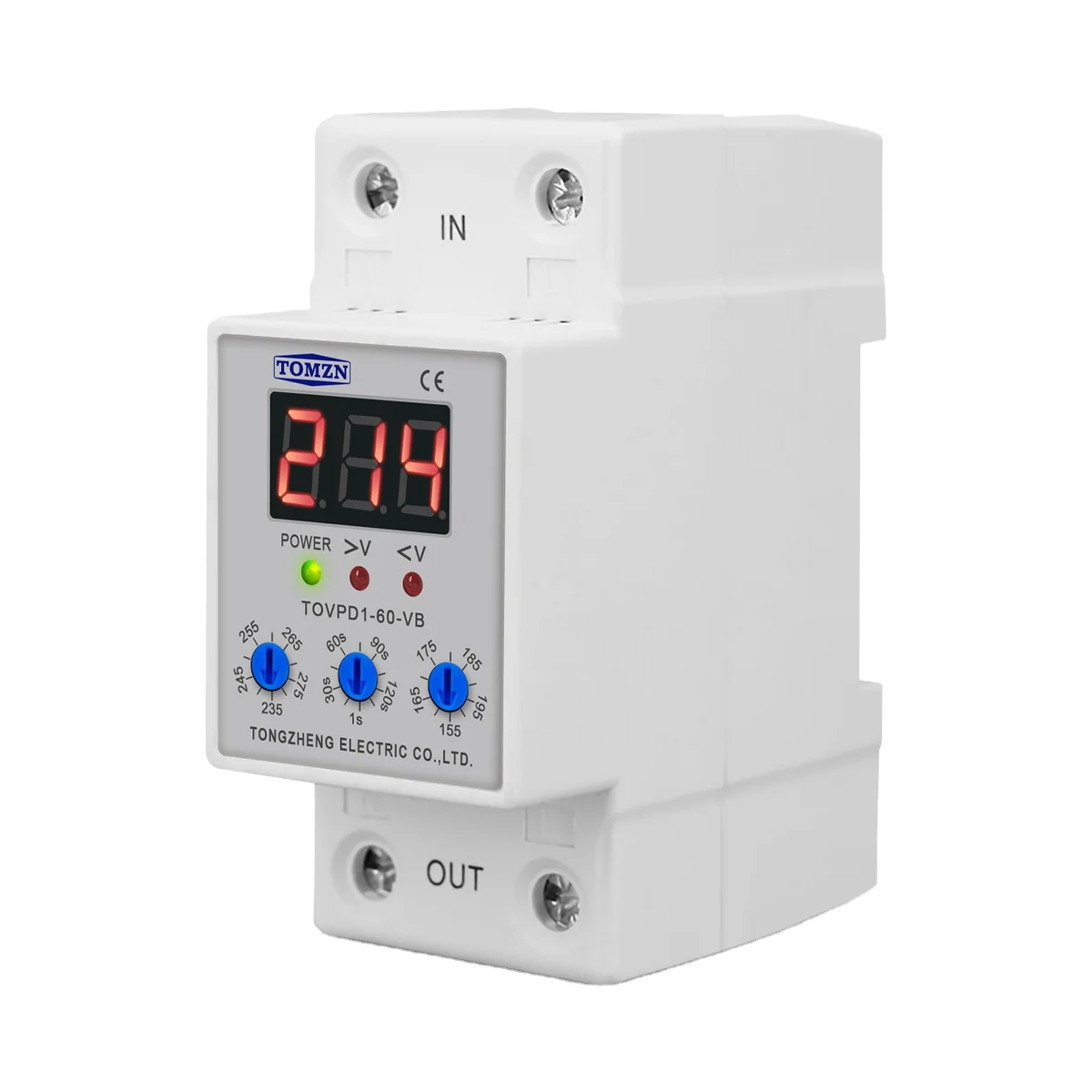 LED Display 230V 40A Din Rail Adjustable Over Under Voltage Current Protective Device Protector Relay With Button