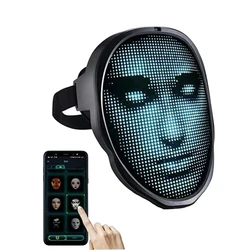 Lightwear Adjustable Rechargeable Programmable Gesture Shining Led Display Halloween App Full Color Face Changing Luminous Mask