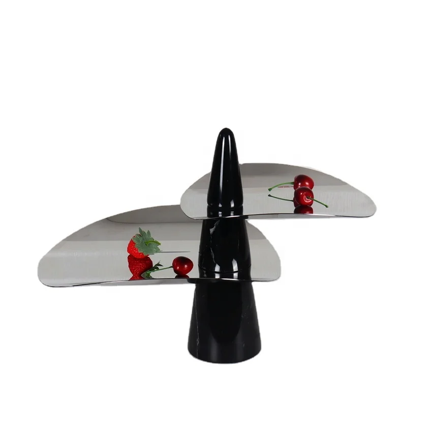 Modern style home decoration natural marble crafts black custom decoration double-layer display panel