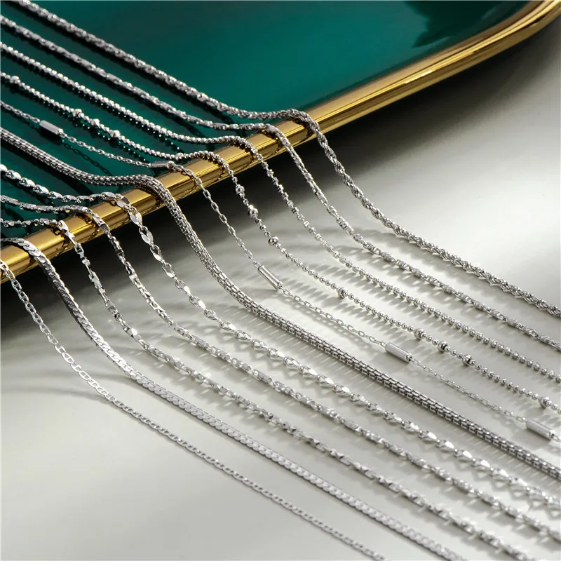 Italian Jewelry 18K Gold Plated DIY Snake Box Bead Wave Link Chains Necklace S925 Silver gold filled chain for Jewelry Making