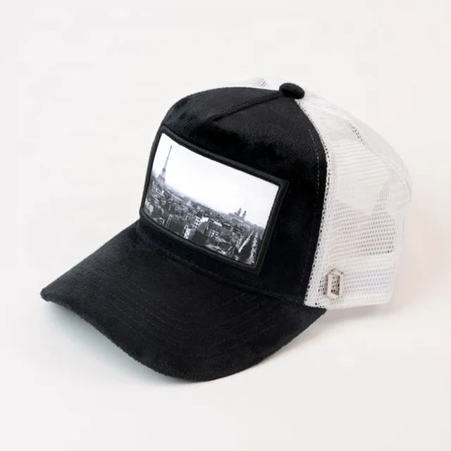 Zg Sombrero De Terciopelo Mesh Custom Baseball Velvet Trucker Keps Geborduurde Mesh Fuzzy With Picture Velvet Keps Cap