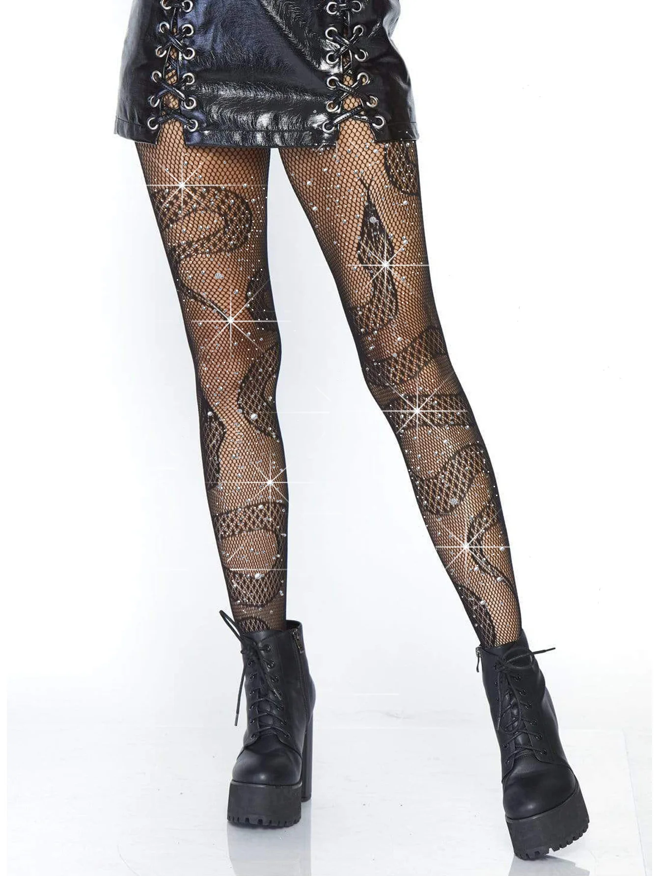 Wholesales Manufacturer Halloween Women Jacquad Snake Pattern Dark Alternative Animal Fishnet Tights Pantyhose 2