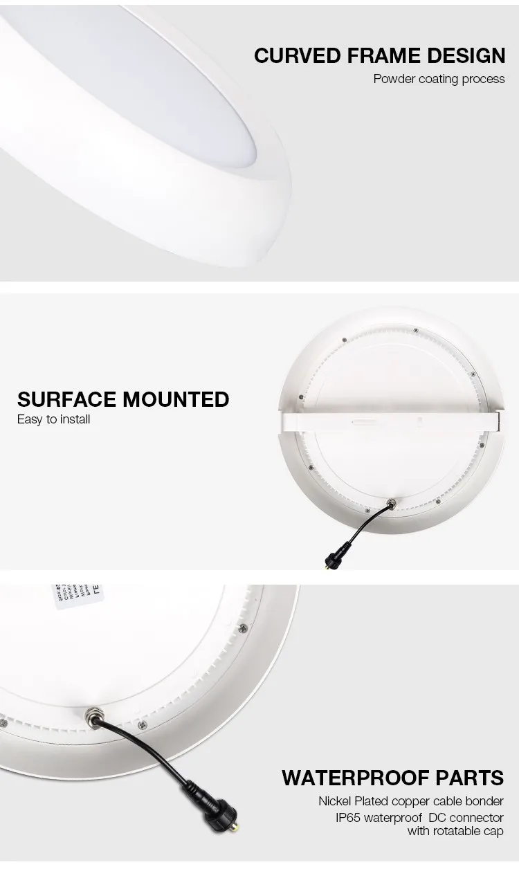20w 265mm Diameter Dimmable IP65 Waterproof Surface Mounted Round Led Ceiling Panel Light
