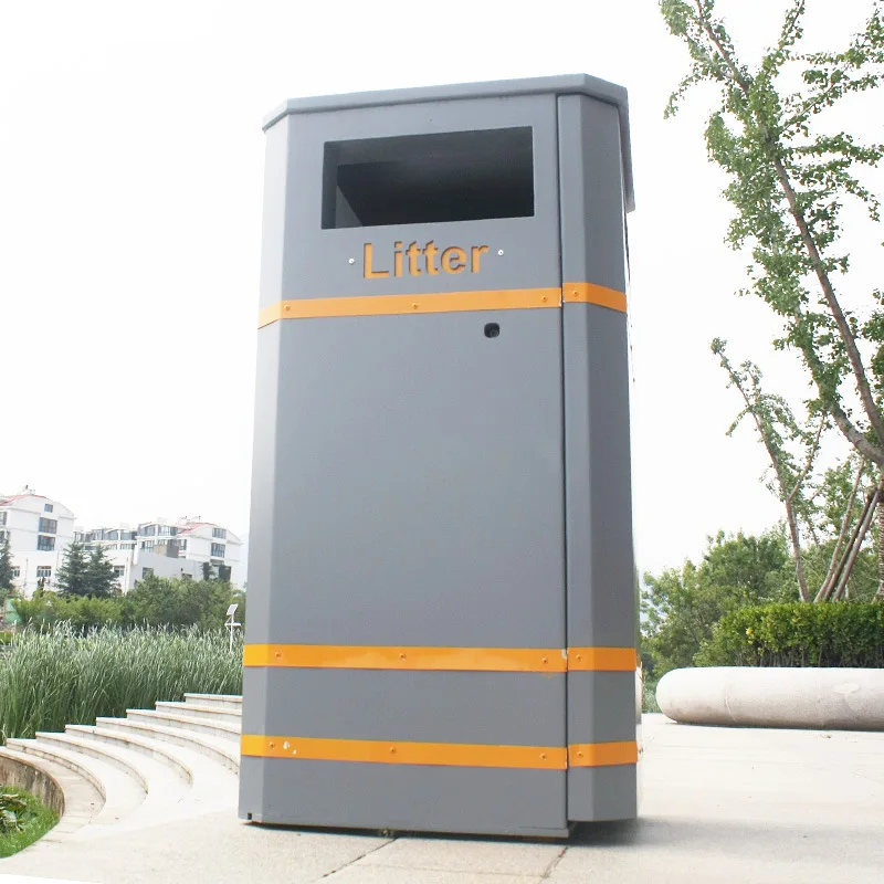 Custom Outdoor Trash Bin Street Metal Recycle Dust Rubbish Bin Garden Steel Garbage Bin