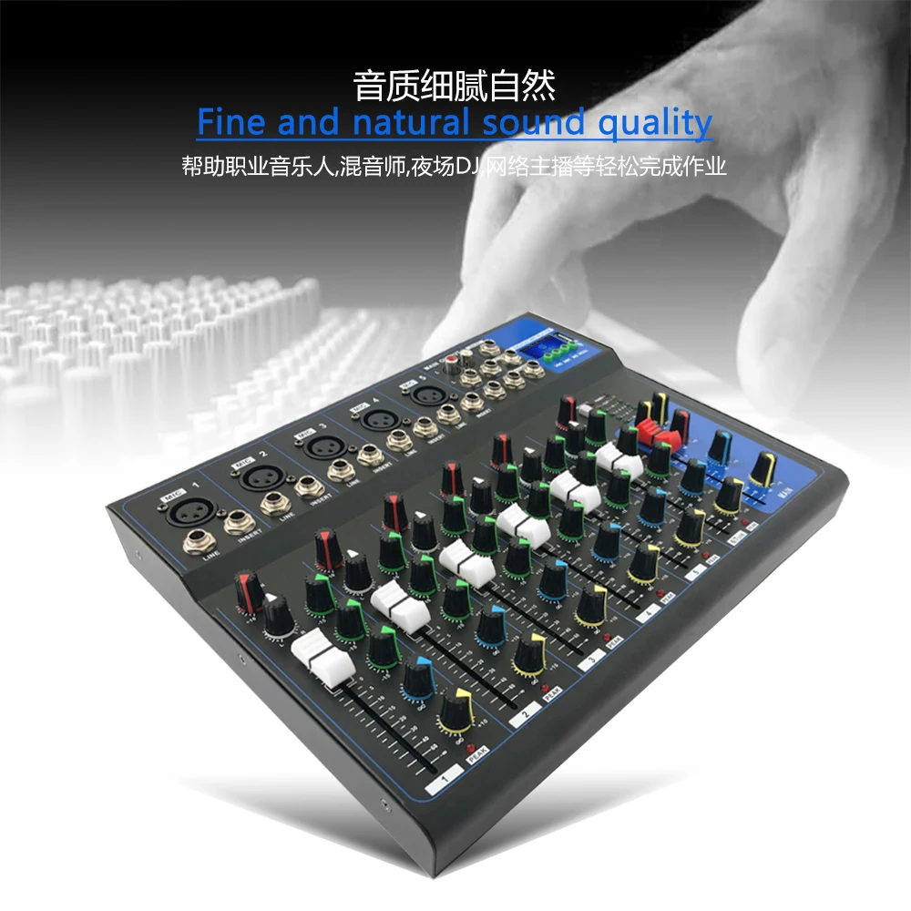 GAX-UF7 Professional 7 Channel USB Recording Sound Card Mixer with DSP Effects for Home Performance in Audio Video & Lighting