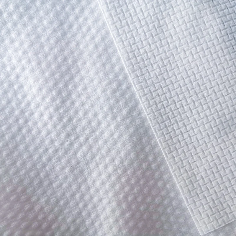 Factory Embossed or Plain 50% polyester 50% viscose spunlace nonwoven fabric used wet tissue