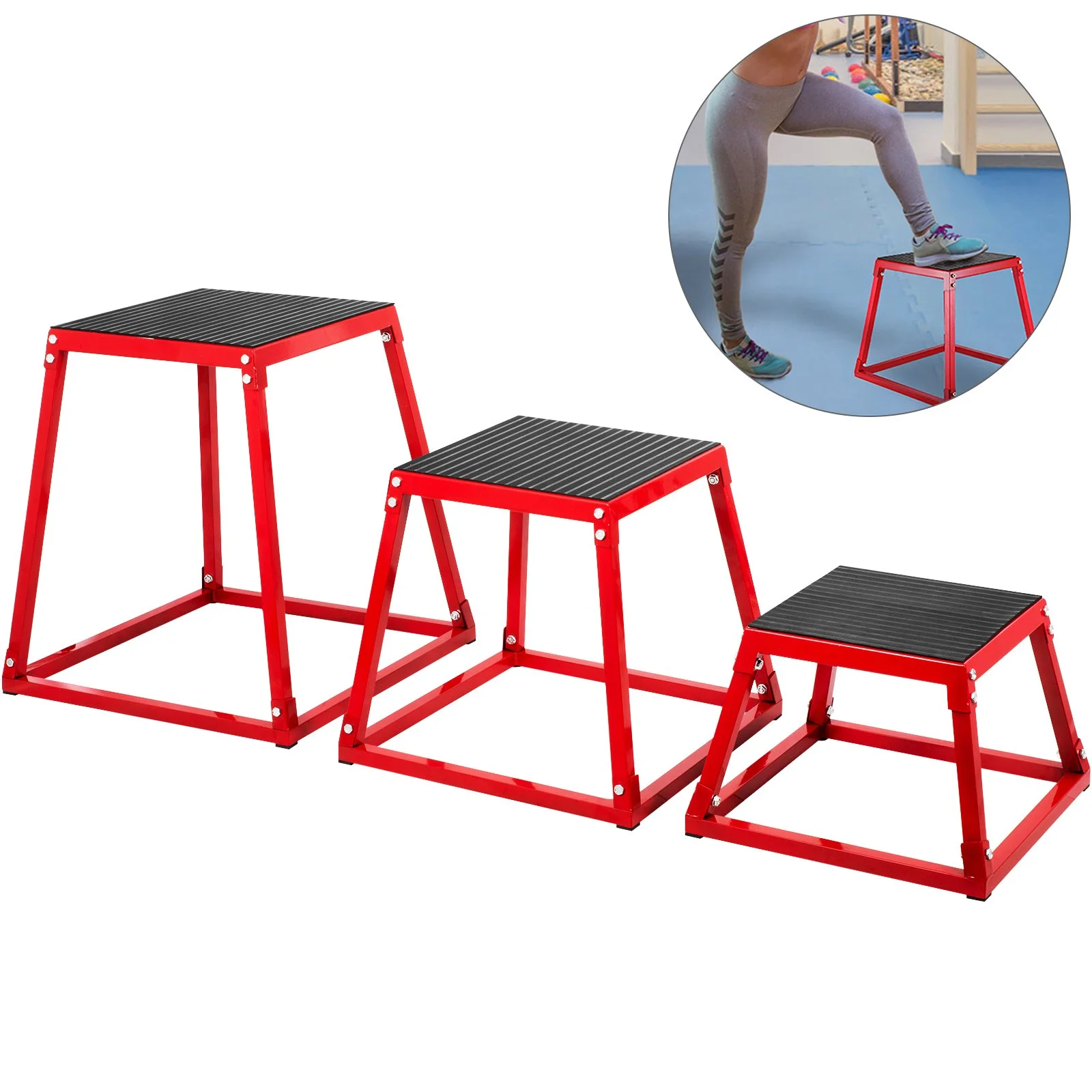Fitness Exercise Plyometric Platform Box - 12/18/24 Inch Jump Box Step for Plyometric Training
