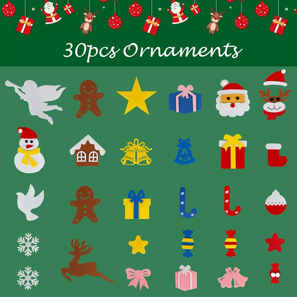 30pcs Xmas Home Wall Decorations Felt Christmas Tree For Decoration