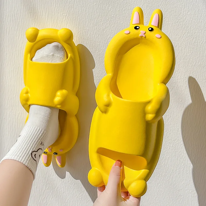 Bear Rabbit Women Summer Slippers Cartoon Outdoor Fashion Slides Non-slip Bathroom Indoor Flip Flops 3D Men Ladies Shoes