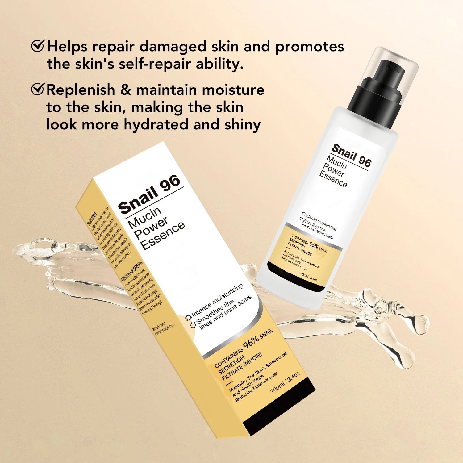 New Arrival Wholesale Niacinamide Snail Serum Anti-Aging Brightening Snail Serum Skin Care Intense Moisturizing Face Serum