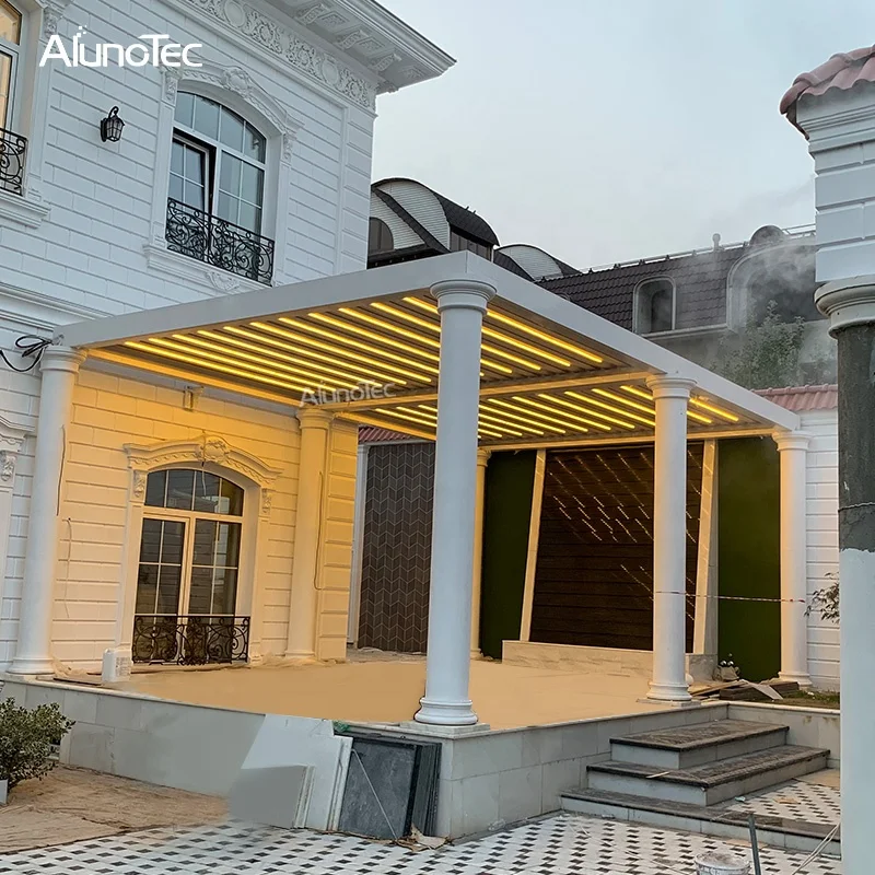 Direct Factory Opening Closing Motorized Aluminum Outdoor Gazebo For Car Shading