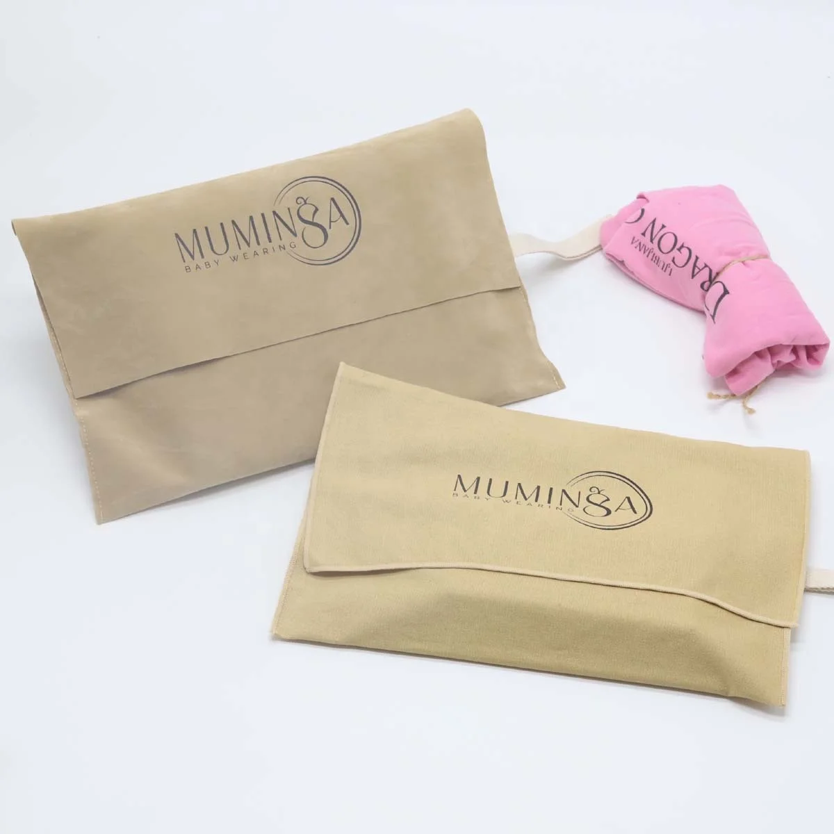 Custom White Logo Printed Canvas Envelope Dust Bag For Baby Wearing Packaging Handle Gift Cloth Velvet Envelope Pouch