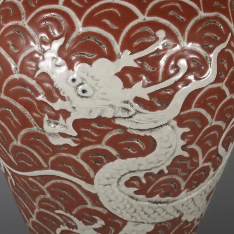 jingdezhen Antique Chinese Red Dragon Pattern Hand Carved Ceramic Home Goods Decorative Vase home decors ceramics vases