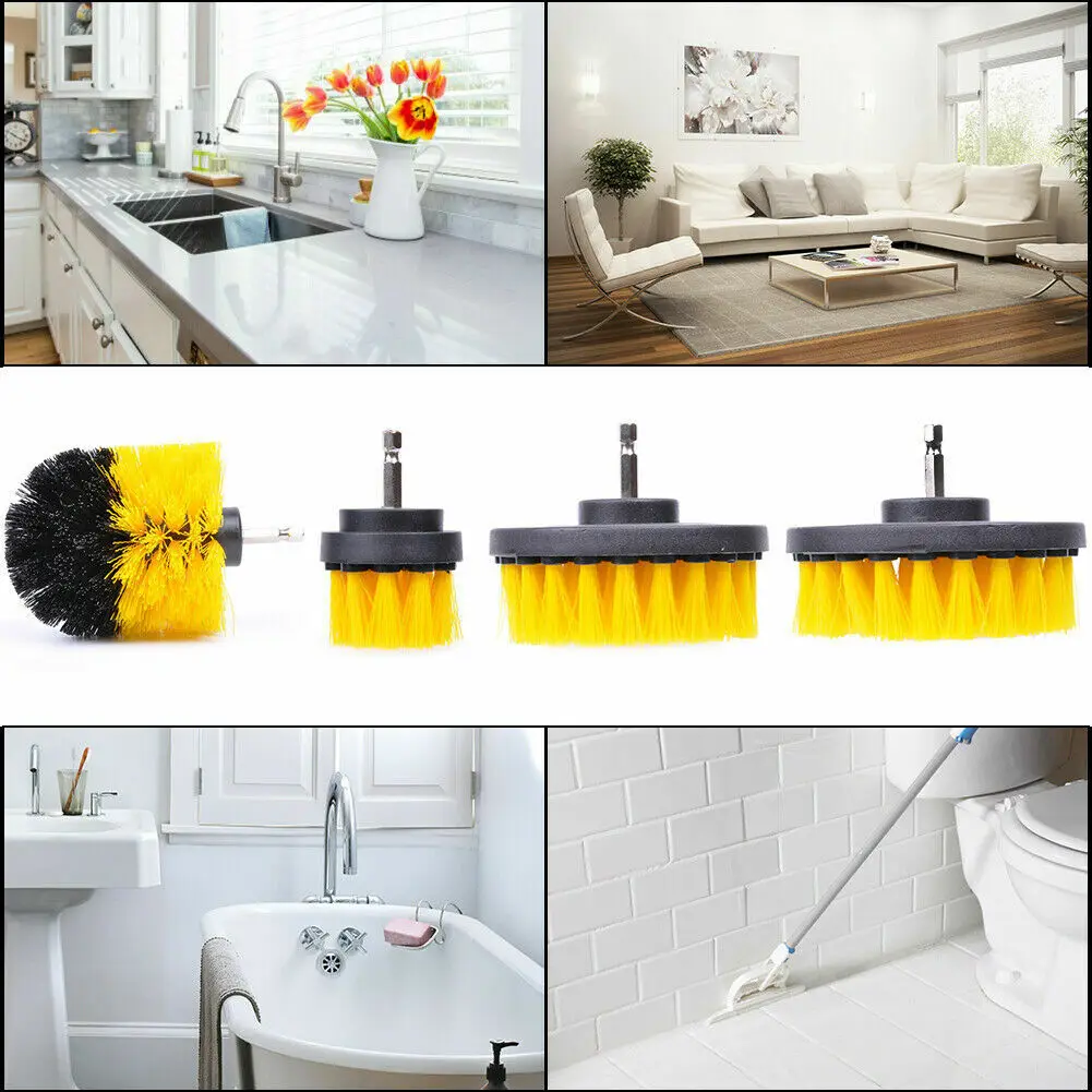 14x All Purpose Cleaning Kit Electric Drill Brush Attachment Set Power Scrubber