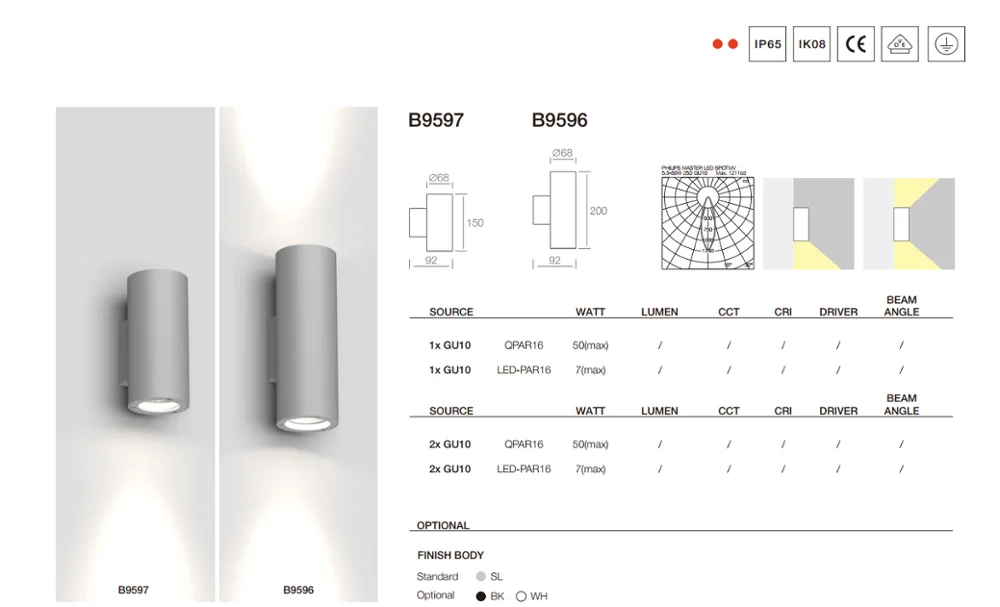 ECOJAS B9597 GU10 wholesale price top quality outdoor  wall lamp  aluminium wall lamp