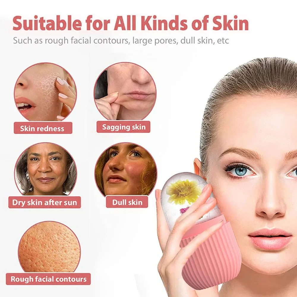 Custom Silicone Face Ice Globe Massager Cube Ice Mold Roller Skin Beauty Massage Cooling Facial Ice Roller For Eye Face Body