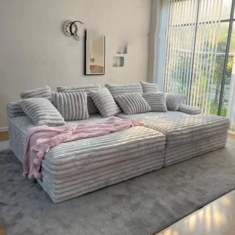 Thick Striped Corduroy Module Sectional Sofa Couch Set Fabric Sofa For Modern Living Room