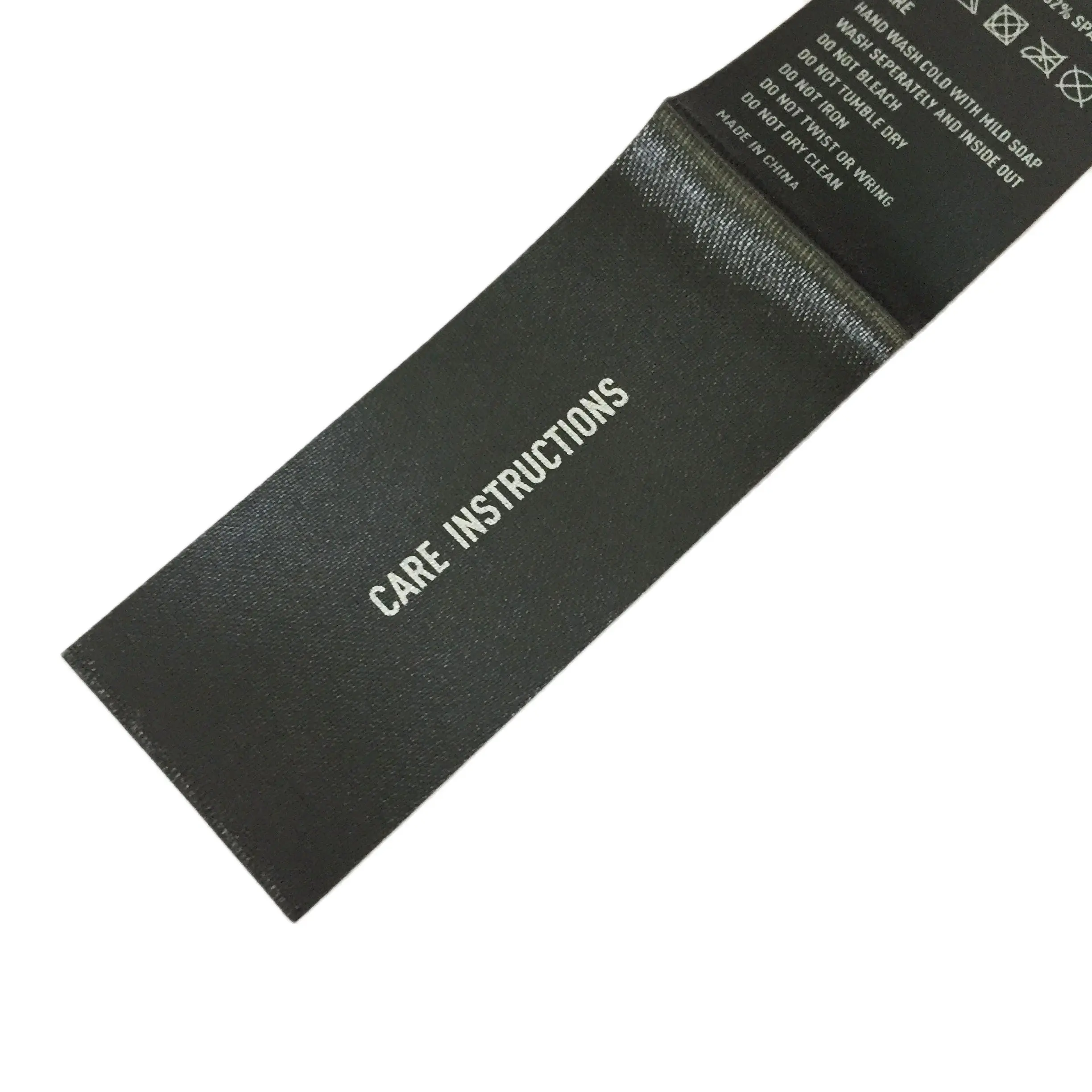 Customized Printed Brand Silver Color Logo Washing Care Polyester Printing Satin Label for Garment