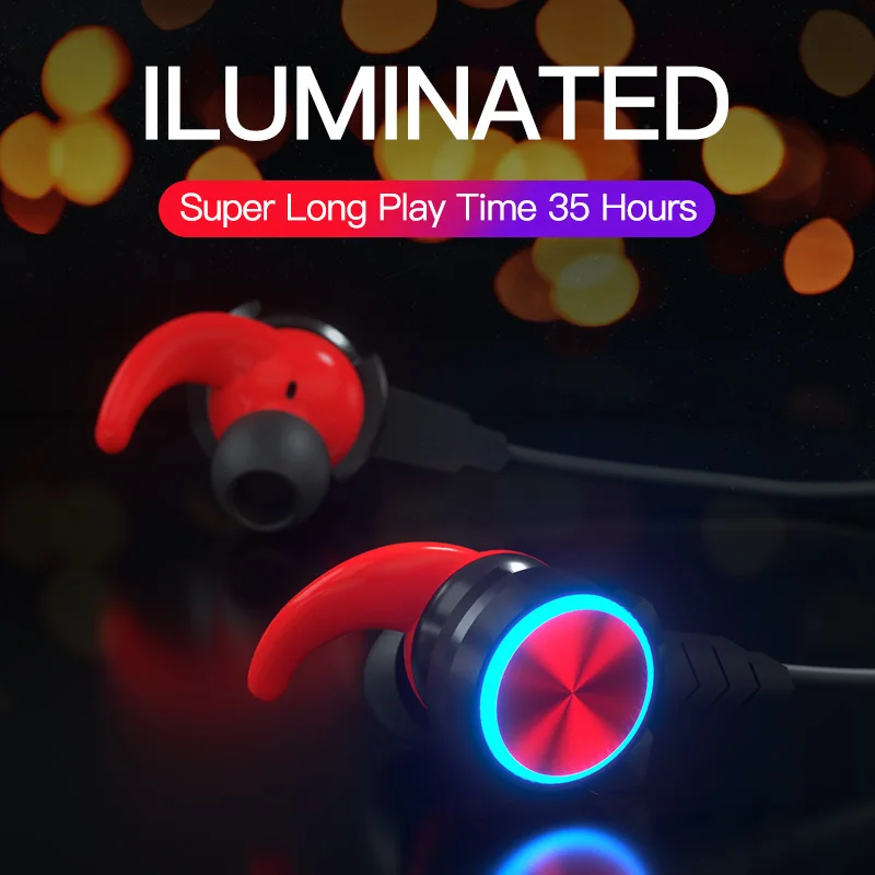 BS2 Newest RGB LED Light Blue tooth tws earbuds stereo Headset Waterproof Sports Wireless Earphones Headphones