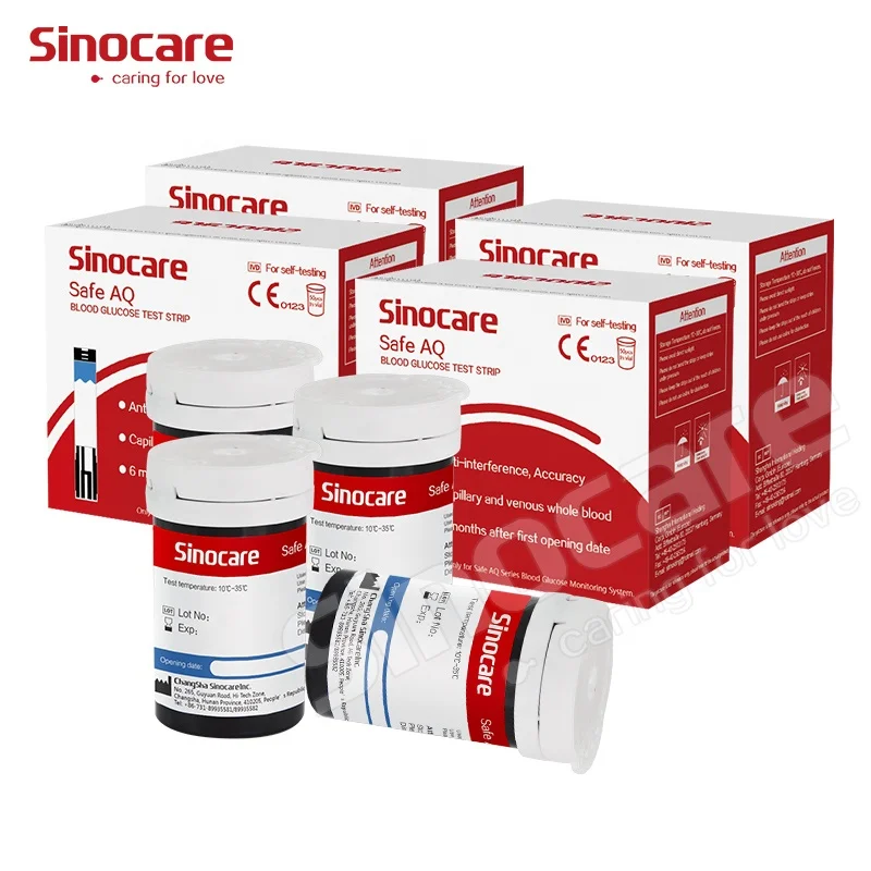 Disposable Glucose Meter Strips for  Sinocare Safe AQ Voice Accurate Easy Diabetes Testing Strips Kit with 200 pcs Lancets