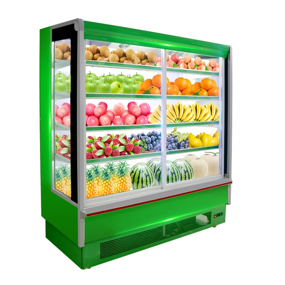 
AIhaosi Customized Supermarket Commercial Fruit Vegetable Drink Beverage Vertical Display Showcase Refrigerator Keep Fresh 