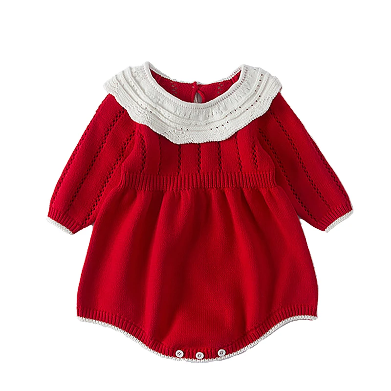 Baby Bubble Romper Newborn Girls Crochet Jumpsuit Baby Romper Autumn Winter Long Sleeve Knitwear Clothes Knitted Romper Baby