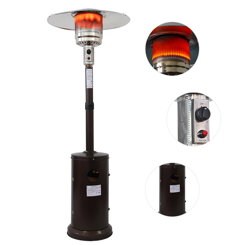 Luxury Flame Emitter Patio Heater Gas Solid Free Standing Infrared Space Fiber Gaz Umbrella Type Terrace Outside Gas Heaters