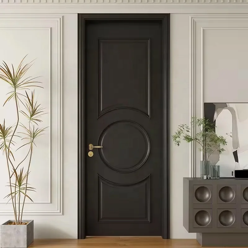 Family Apartment Arched puertas Interior front door Bedroom or entrance door solid wood Matte black paint garden Door
