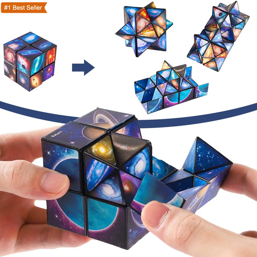 Marine Animal Cube Anti-stress Toys Folding Start Sorting Toy Puzzle Cube Kids Colorful Sticker Magnetism Cube Puzzle Fidget Toy