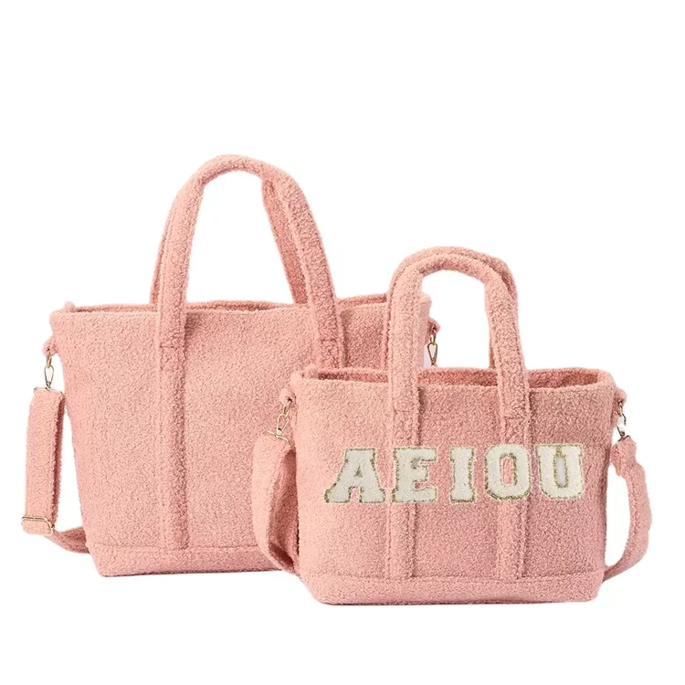 Fashion Rts Soft Faux Fur Furry Lamb Sherpa Teddy Fleece Handbag Messenger Bags Sherpa Tote Bags